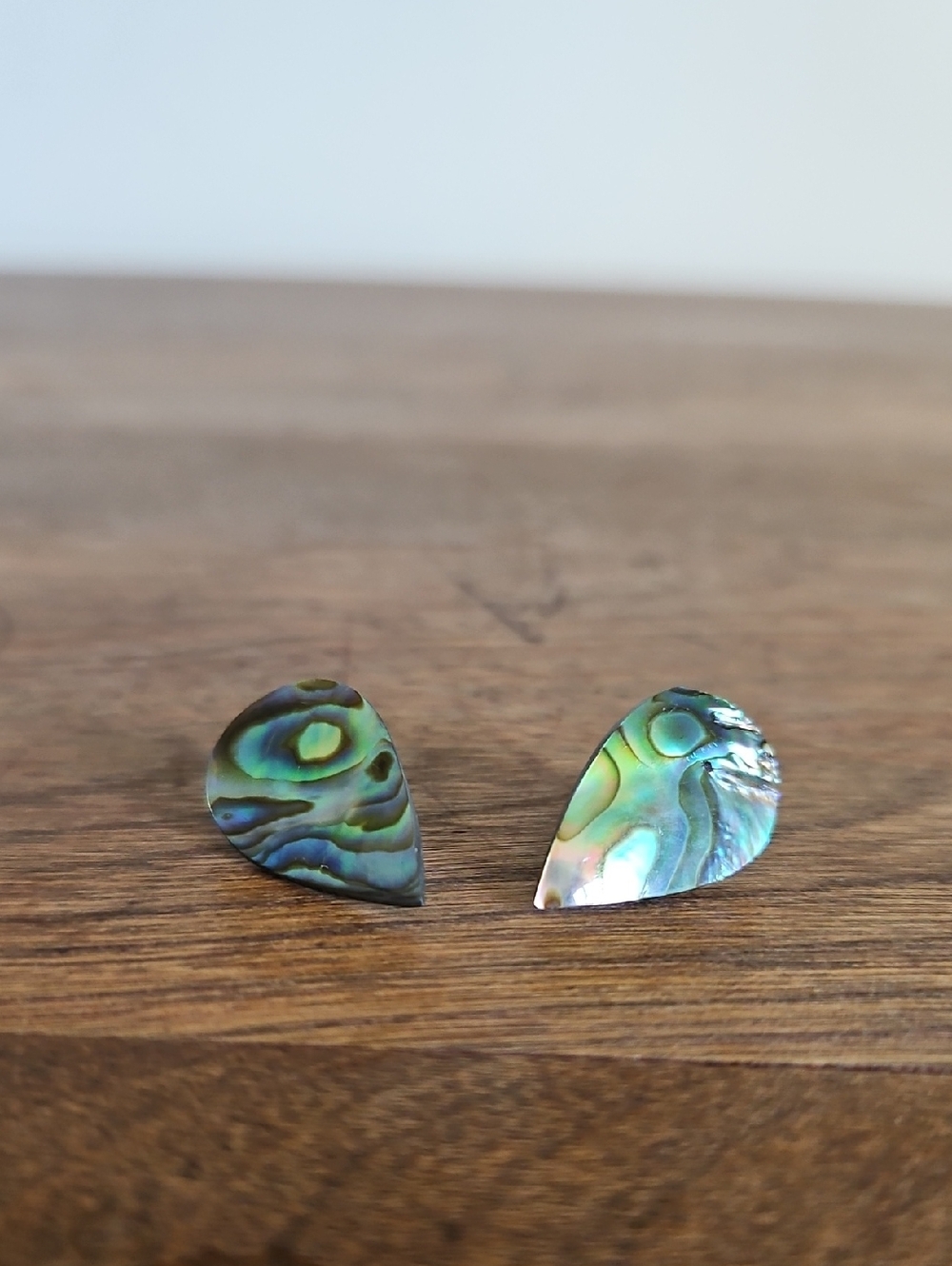 Abalone Teardrop Stud Earrings - Iridescent Green